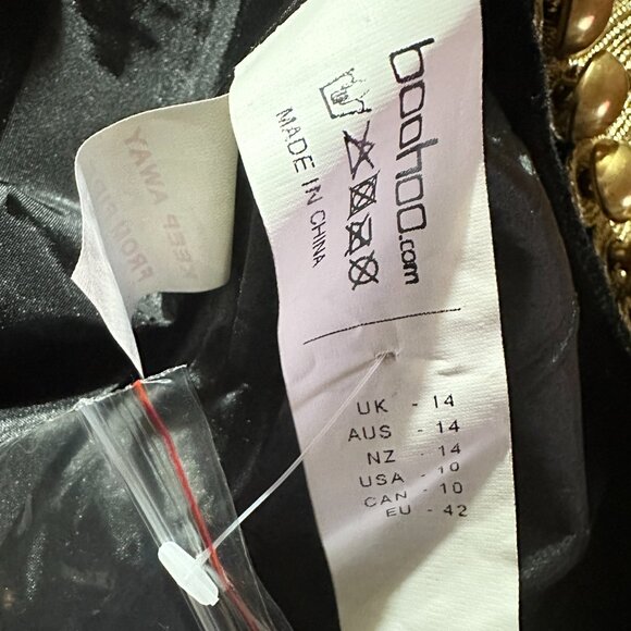 Boohoo Amy Boutique Velvet Admiral Jacket Military Embroidered Black Size 10 - Picture 11 of 13